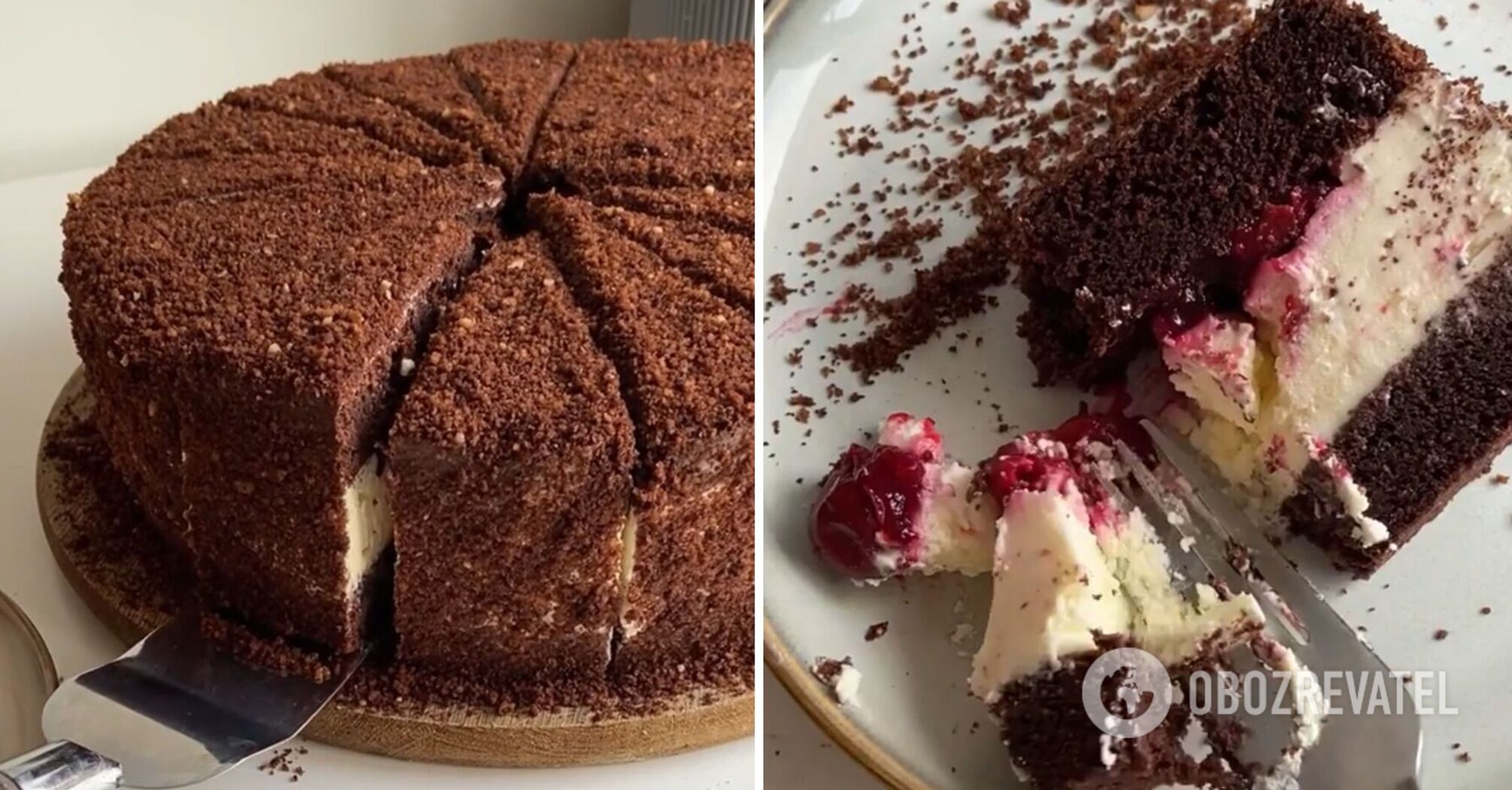 2-in-1 cake with an unexpected filling: for cheesecake and sponge cake lovers