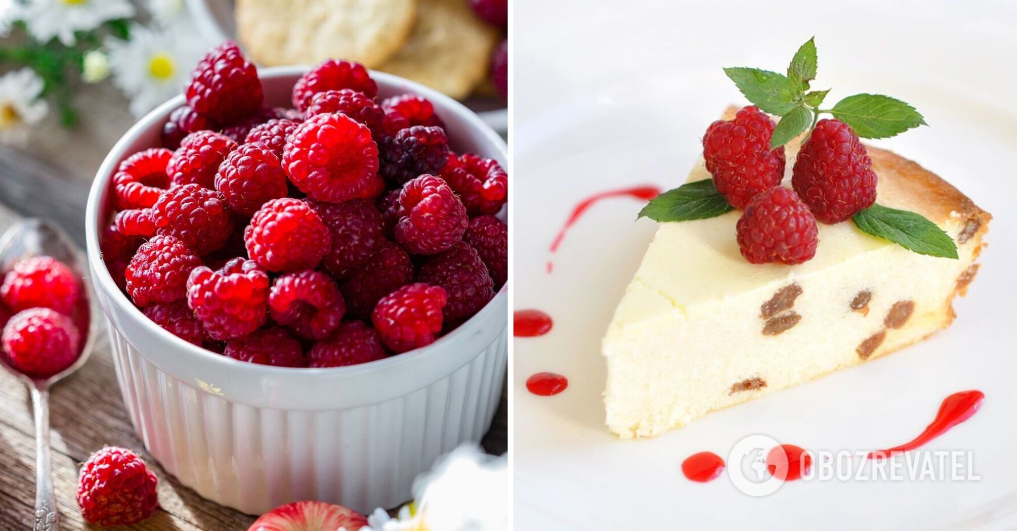 Cottage cheese casserole with raspberries