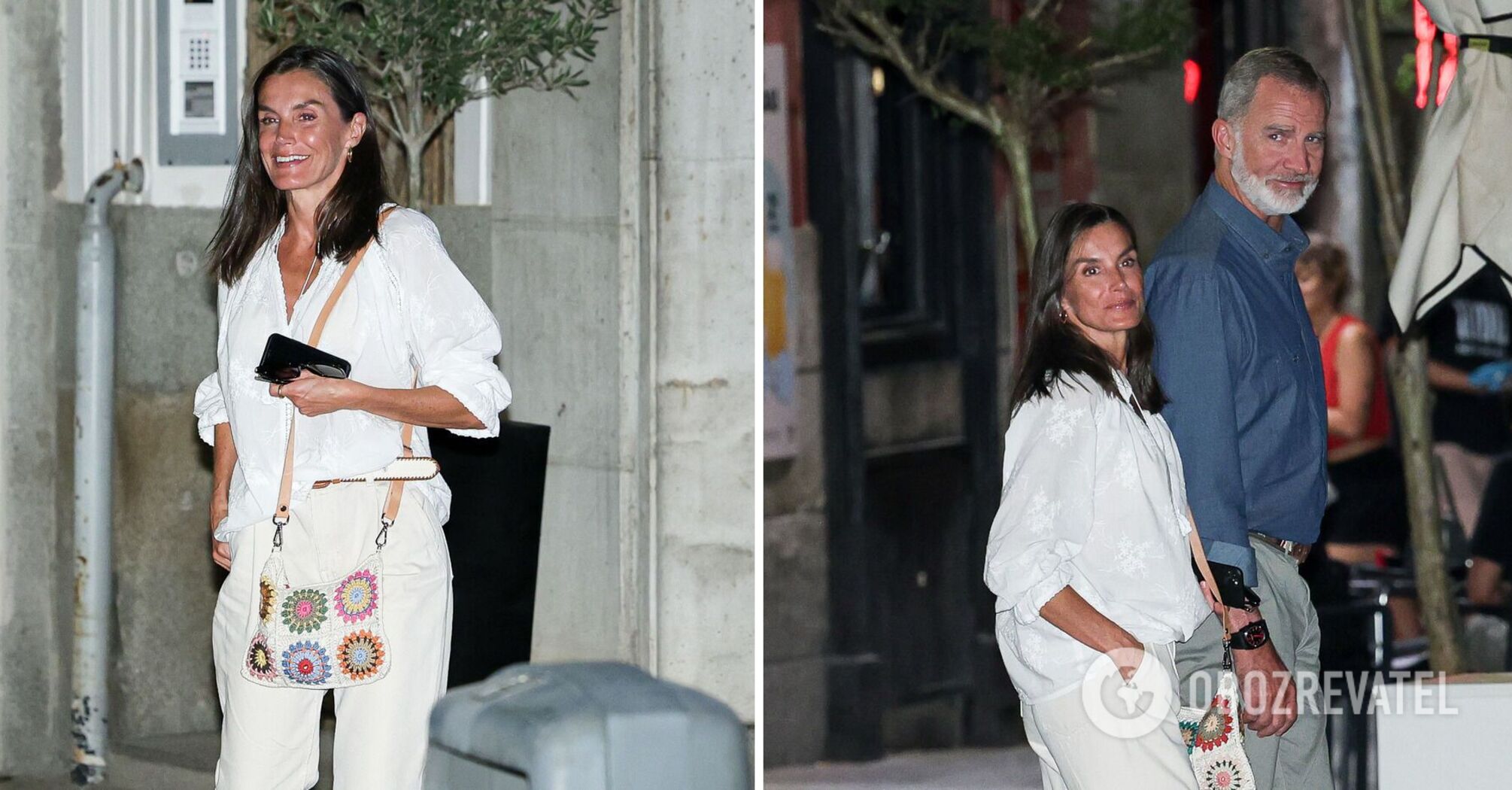 With a knitted bag and no hair: Queen Letizia in a relaxed look went on a date with the king. Photo
