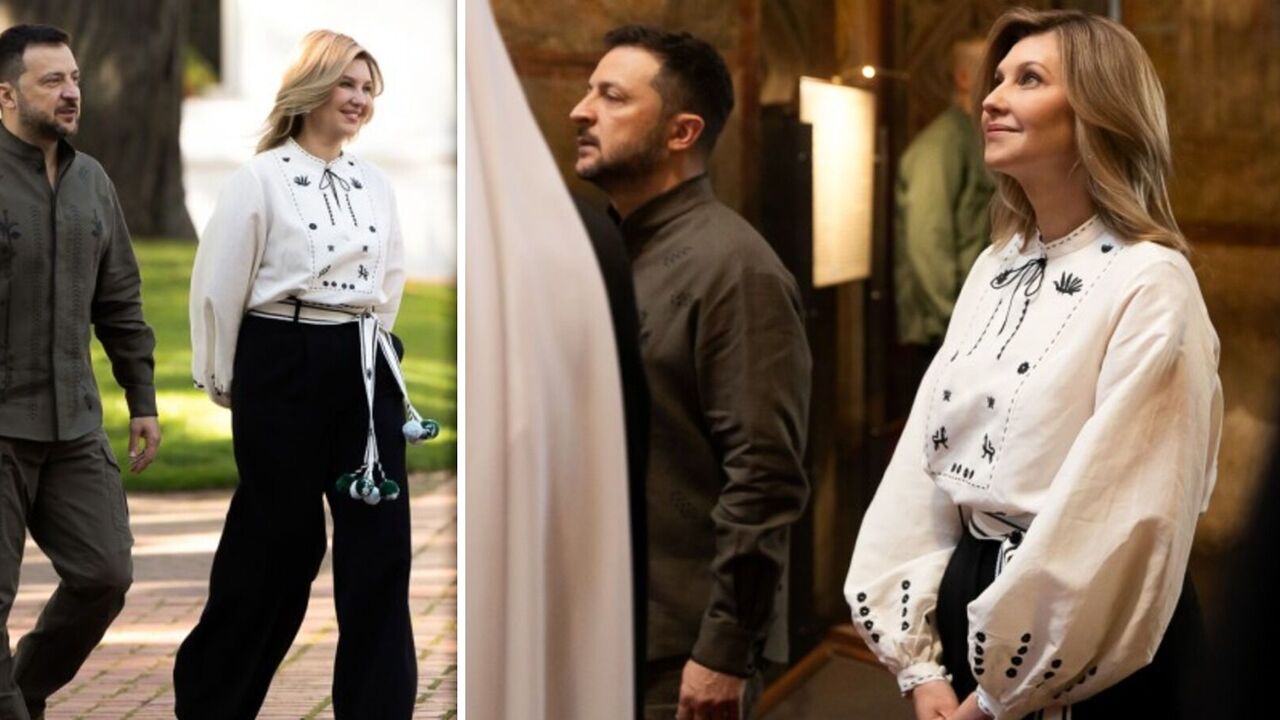 For 7800 UAH: Olena Zelenska dressed in an embroidered shirt from a Ukrainian brand on Independence Day