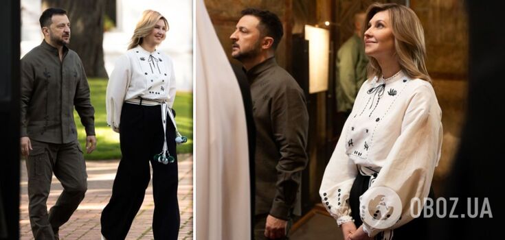 For 7800 UAH: Olena Zelenska dressed in an embroidered shirt from a Ukrainian brand on Independence Day