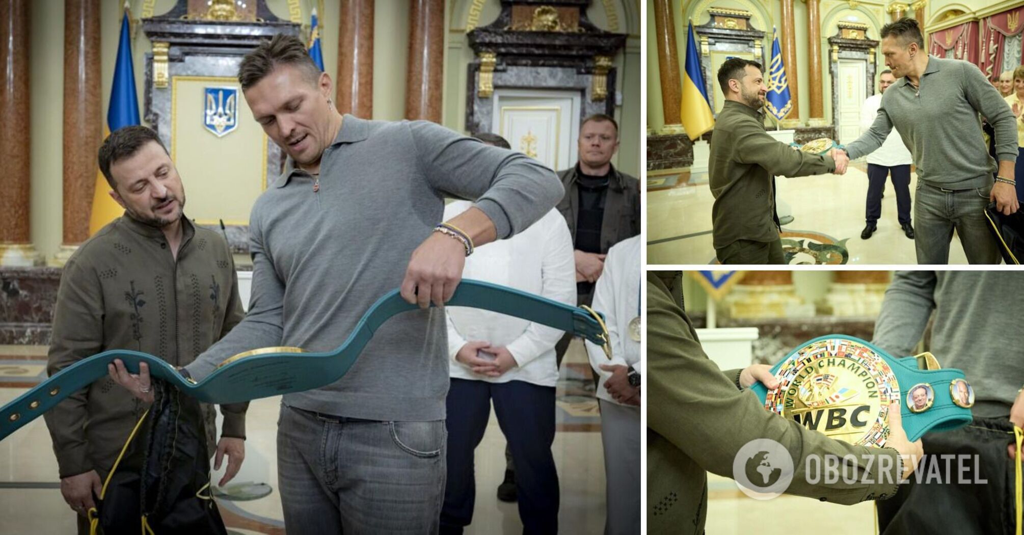 Usyk presented Zelensky with the championship belt he took from Fury and made a promise. Video.