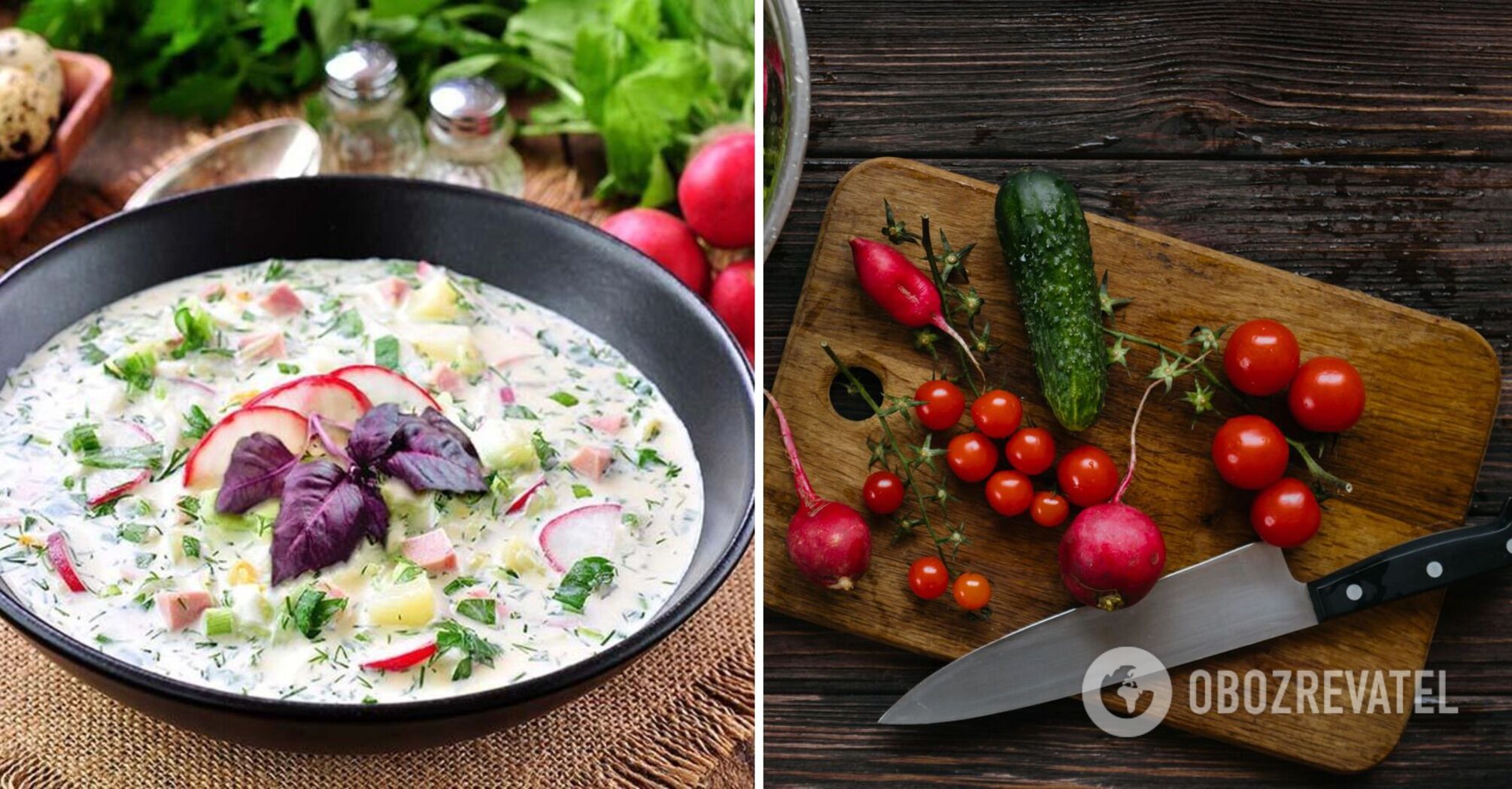 Homemade okroshka cold soup