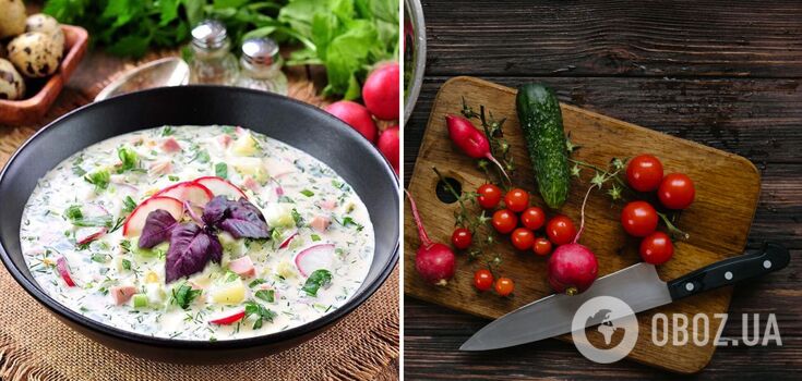 Homemade okroshka cold soup