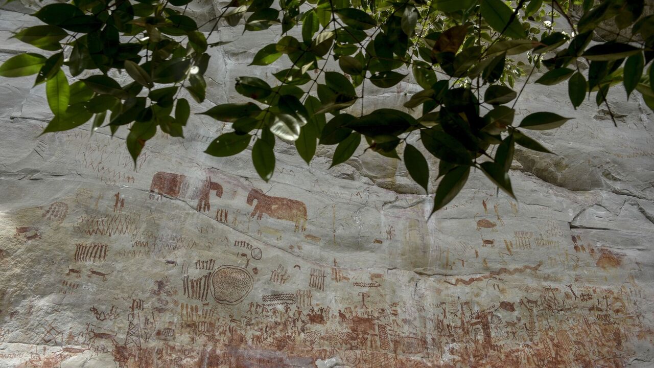 They look like aliens. On the stone cliffs of the Amazon discovered drawings of amazing animals and mysterious inscriptions