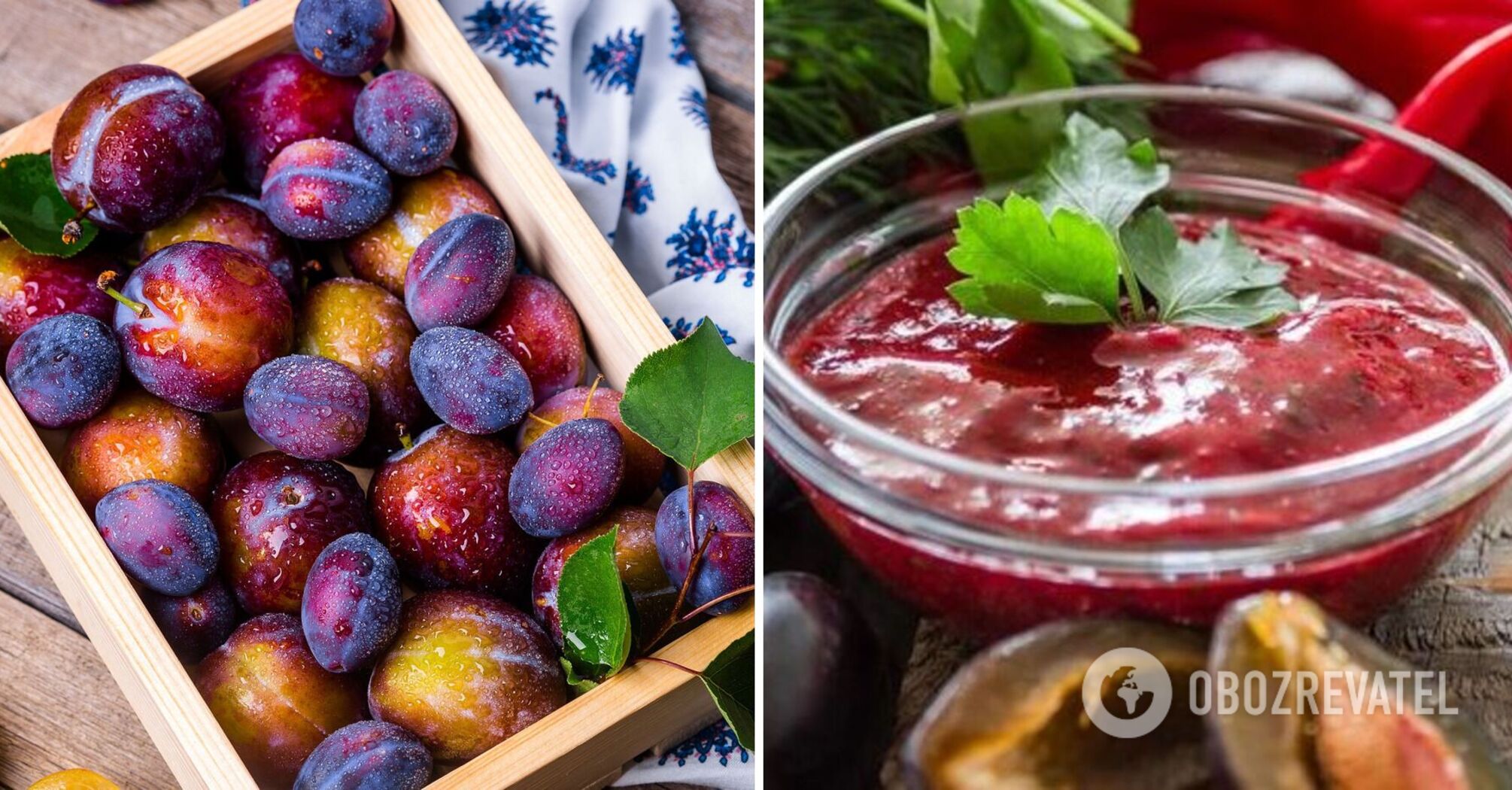 Plum and cherry plum tkemali sauce