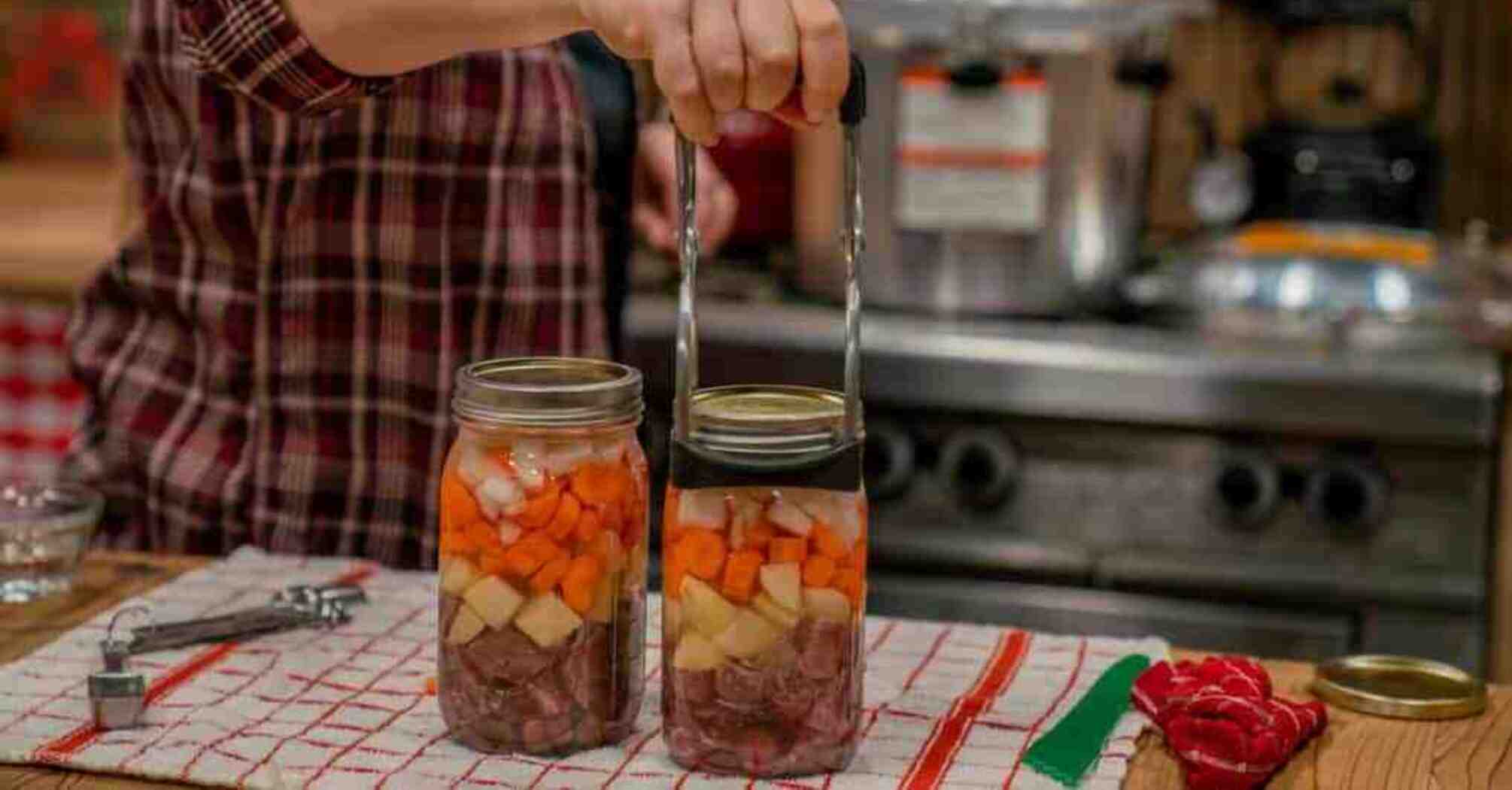 Homemade pork stew: cooked in the autoclave