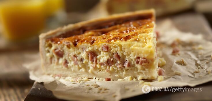 Pie with sausages and cheese