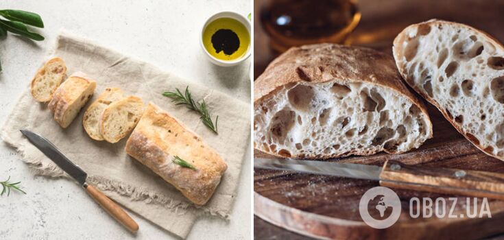 High and porous ciabatta bread without kneading the dough: a lazy recipe