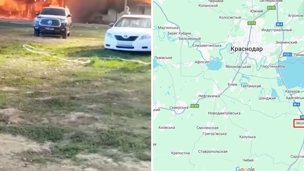 The base of the Wagner PMC and the African Corps is on fire in Molkino, Krasnodar. Video