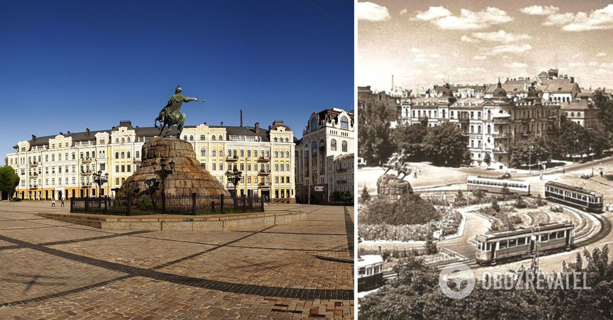 Tram final stop and a large flowerbed: what Kyiv's Sophia Square looked like in the 1950s. Photo