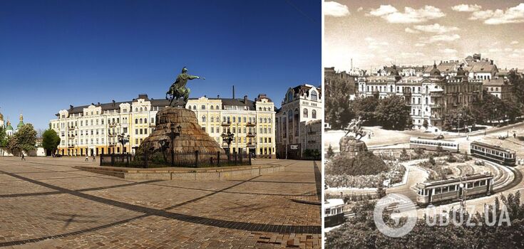 Tram final stop and a large flowerbed: what Kyiv's Sophia Square looked like in the 1950s. Photo