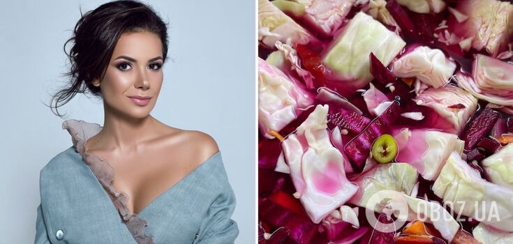 Pink pickled cabbage