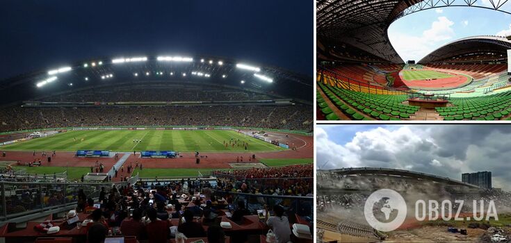 The legendary 80,000-seat stadium was blown up with dynamite. Video