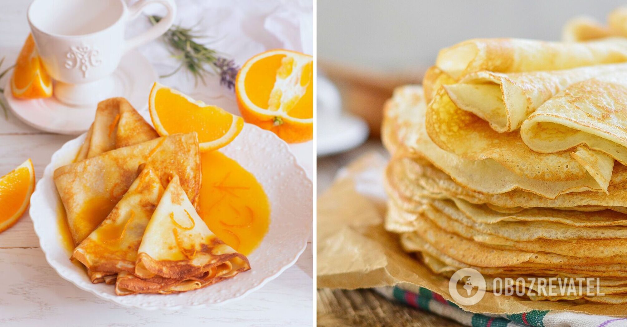 Crepes with cottage cheese in orange sauce