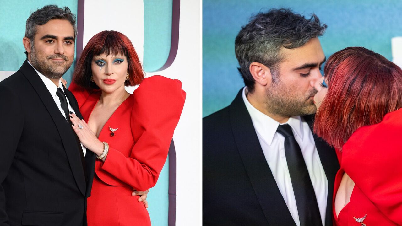 Lady Gaga and her fiancé delighted fans with a kiss on the red carpet. Photo