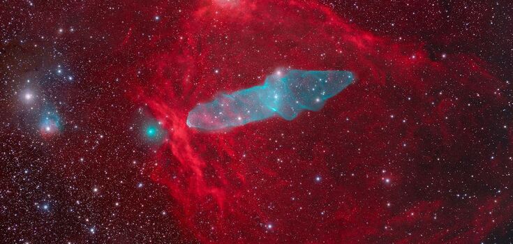 Astrophotographer captures the Bat Nebula and comet C/2023 E1 Atlas in a photo