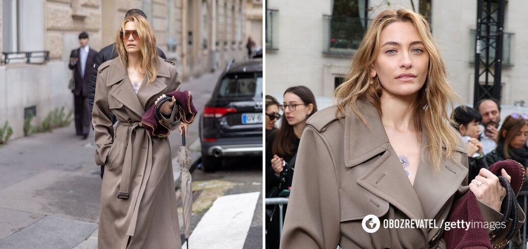 In a nude trench coat: Michael Jackson's daughter showed a bold look in Paris. Photo