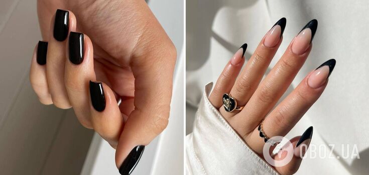 Black manicure: the best design ideas for those who love minimalism. Photo.