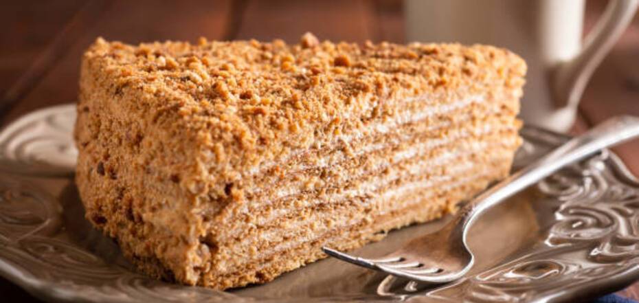 Delicious cake with custard