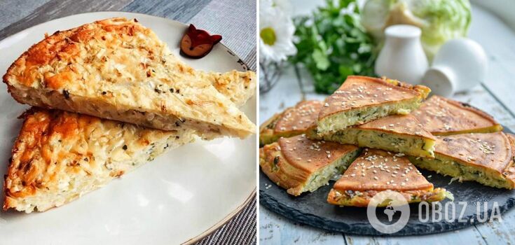 Cabbage pie in 10 minutes in a pan: you need only three ingredients