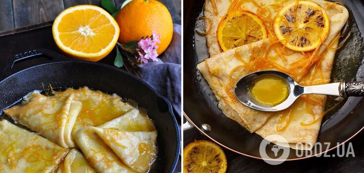 The most popular French Crepes Suzette in sauce: they are thin and never tear