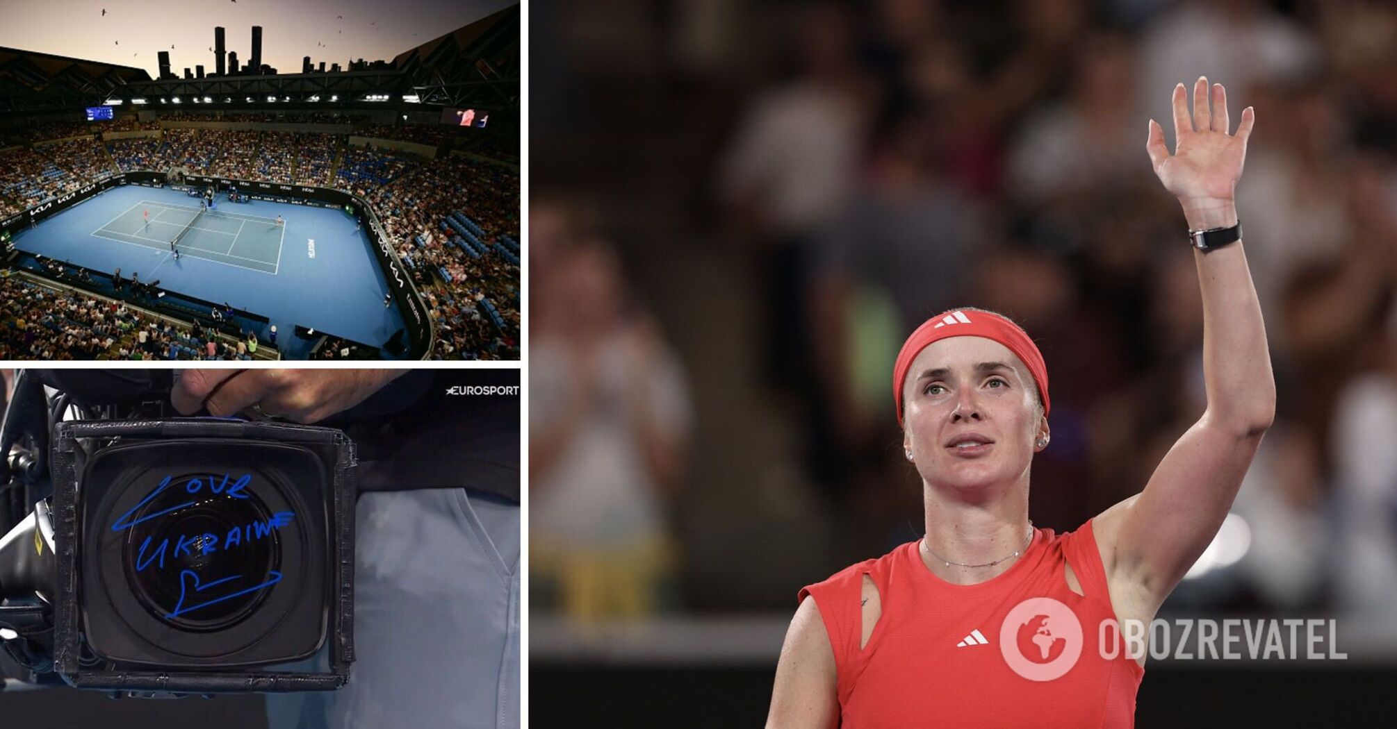 Australian Open spectators intensify ovations for Svitolina after she writes "Love Ukraine" on camera. Video