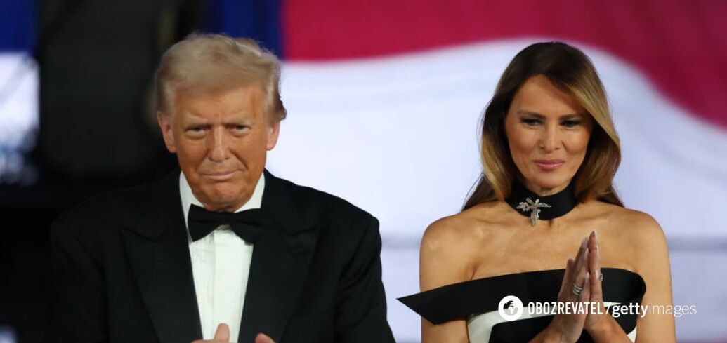What Melania Trump looked like at her husband's inaugural ball in 2017 and 2025. Photo comparison