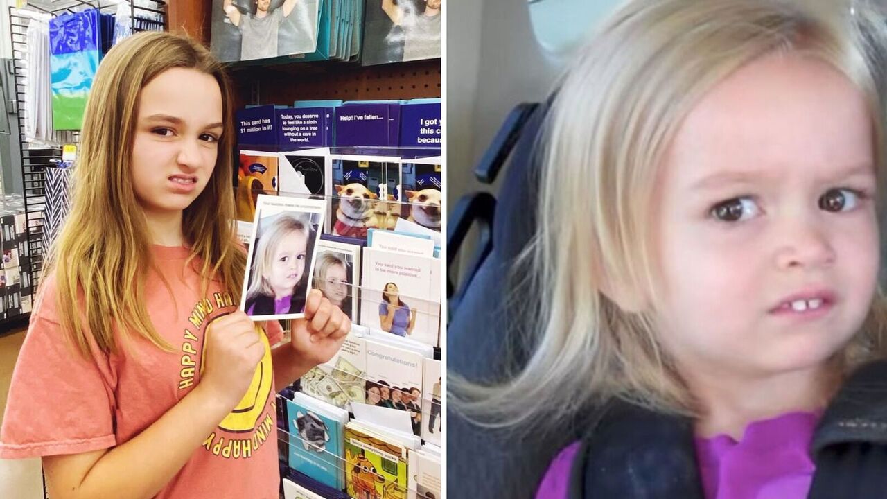 What the side-eyeing Chloe, a girl from a popular meme, looks like now and how her viral facial expression saved her entire family. Photo