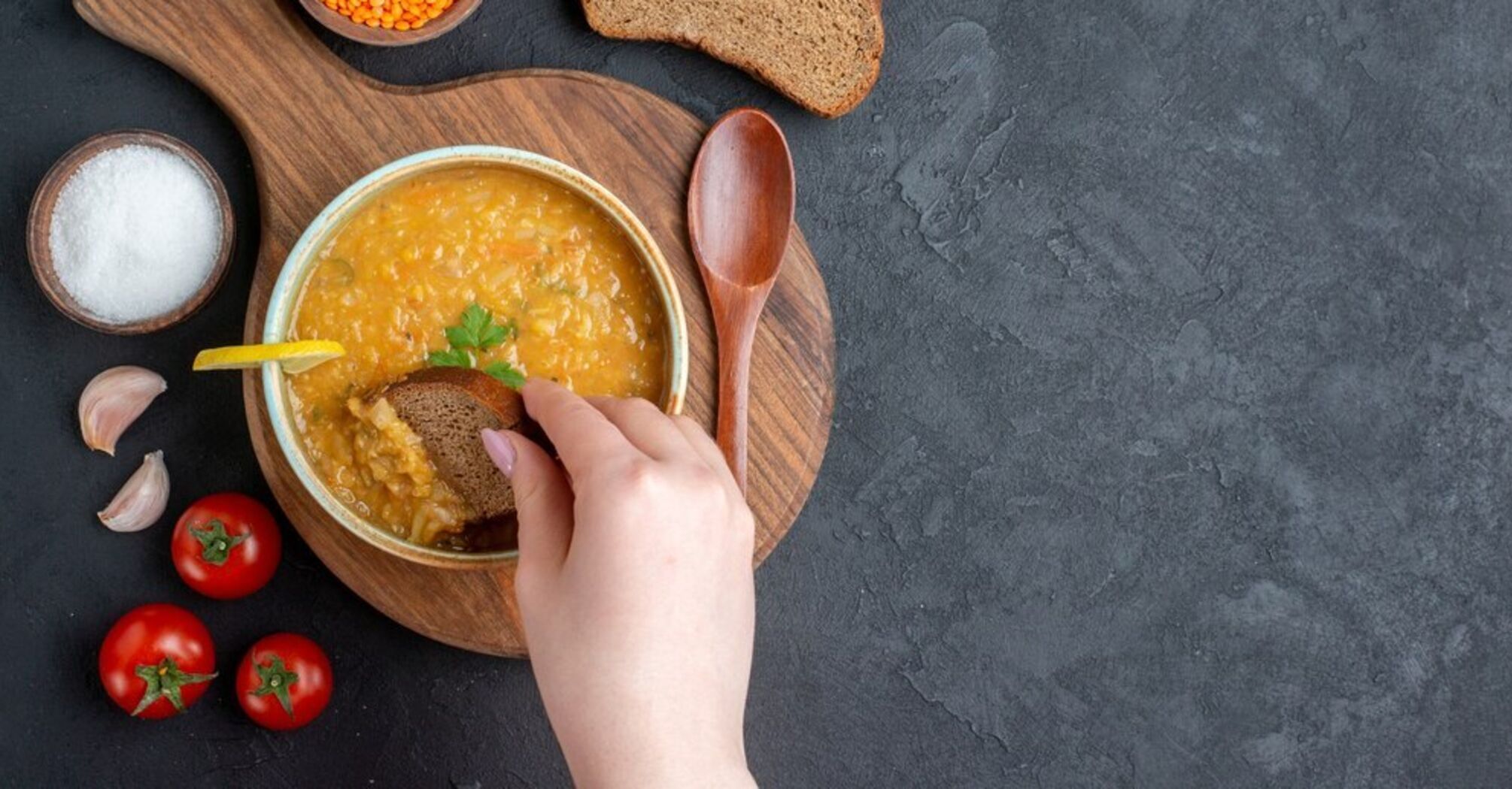 Light lentil soup for lunch: the broth will be rich, but not greasy