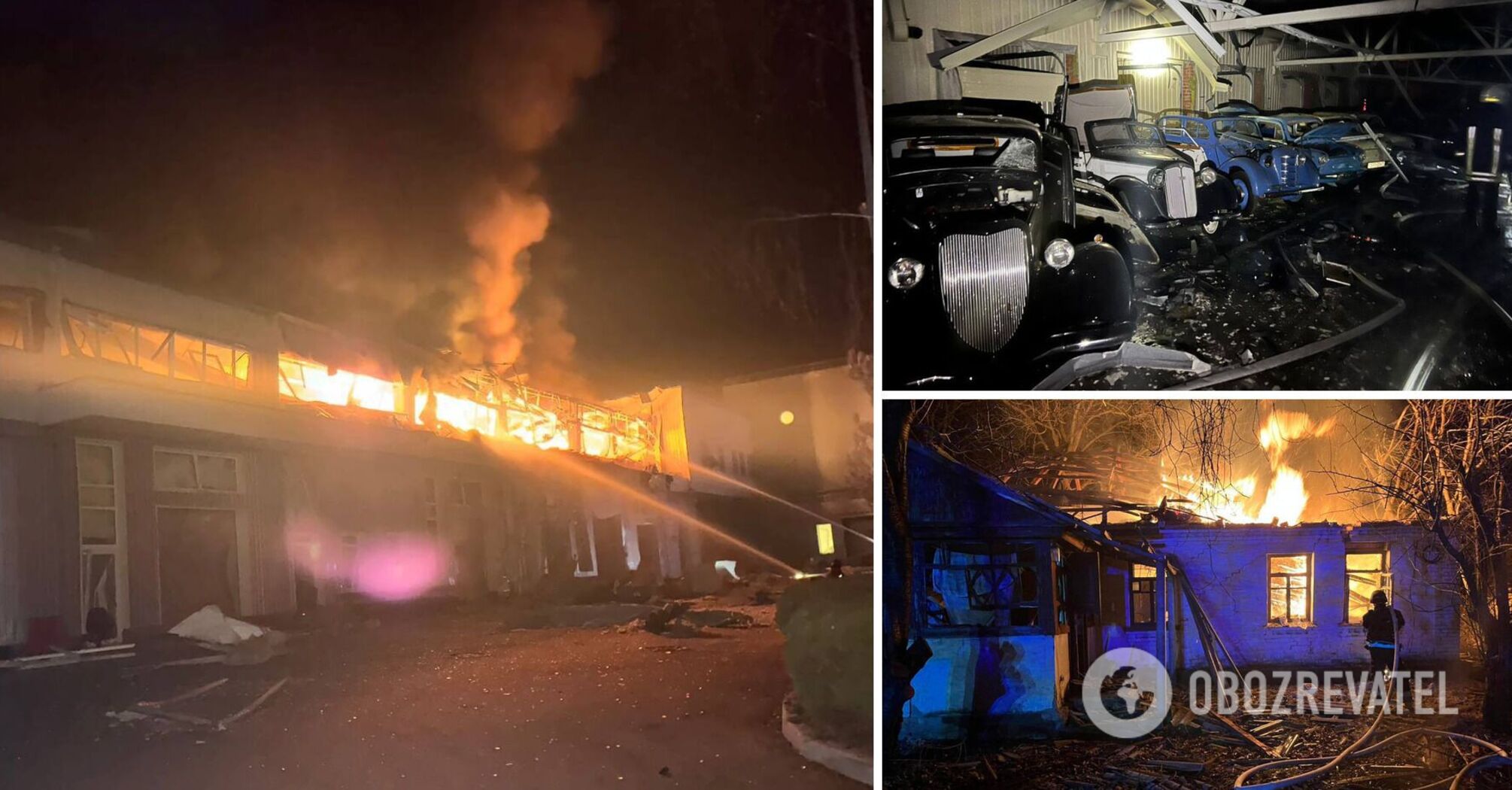 A retro car museum and private houses damaged, catch fire: consequences of overnight Russian attack on Kyiv region. Photo and video