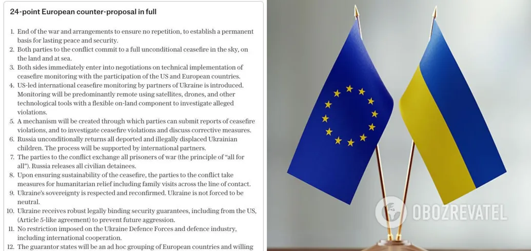 24 пункти: ЗМІ оприлюднили європейський мирний план, який має стати альтернативою американському