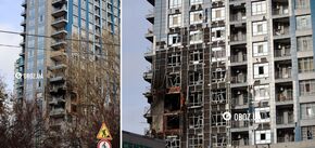 Сгорело несколько квартир, есть существенные повреждения дома: последствия попадания в ЖК на Печерске в Киеве. Фото