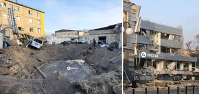 A camera captured the moment a shot-down Russian missile crashed in Kyiv. Video