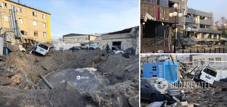 A deep crater from a Russian missile, damaged buildings and cars: the aftermath of the morning Russian attack on Kyiv. Photo report