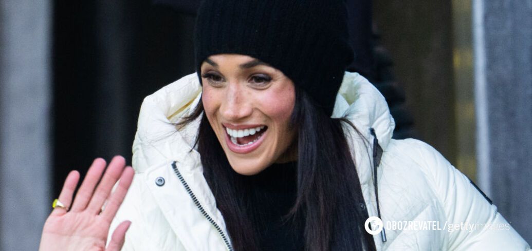 The perfect winter look: Meghan Markle shows off a stylish down jacket