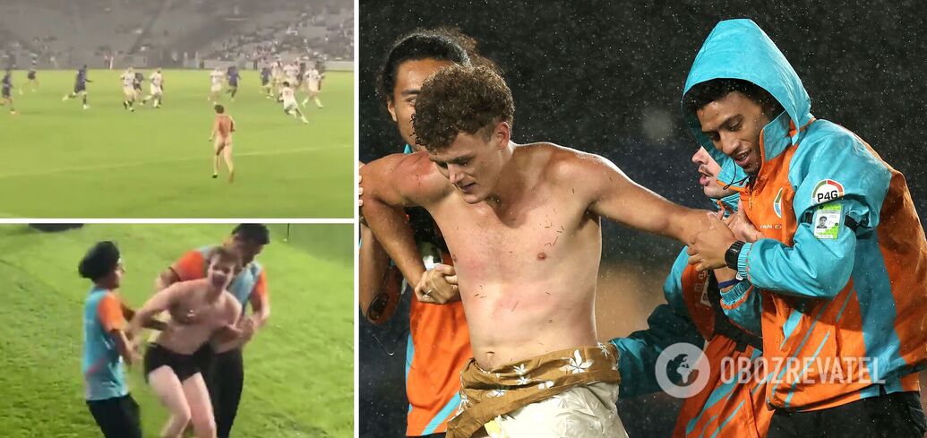 A completely naked runner breaks into a match in New Zealand and becomes a social media hero. Video