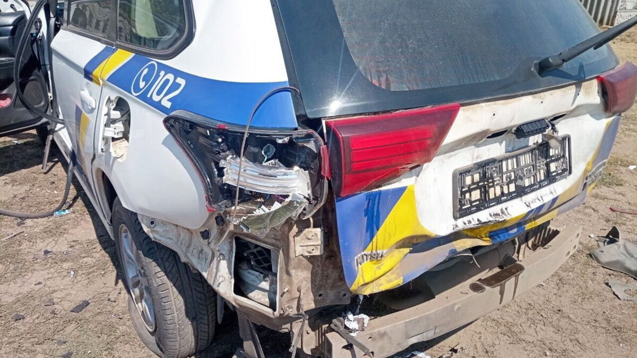 Russia injures three policemen in drone strike on patrol car in Kharkiv region