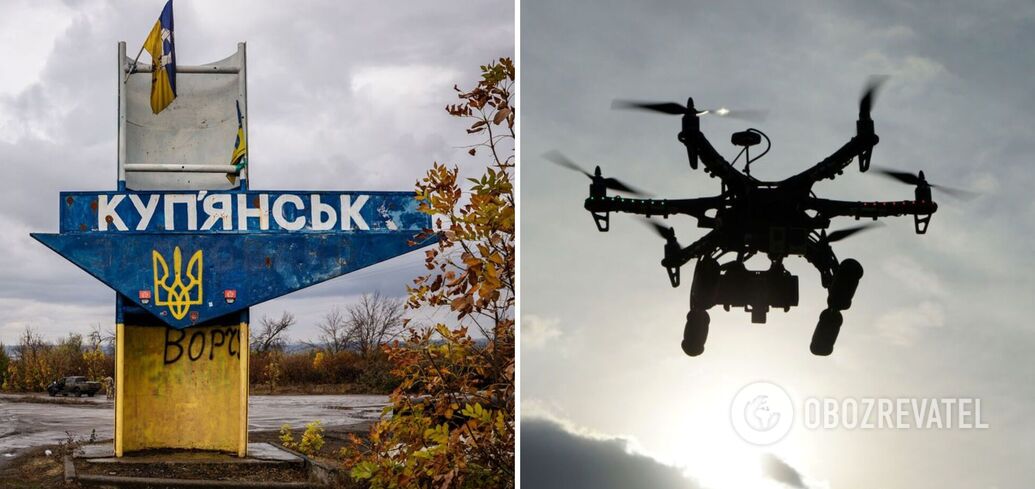 Russians attack a civilian vehicle in Kupiansk with a drone