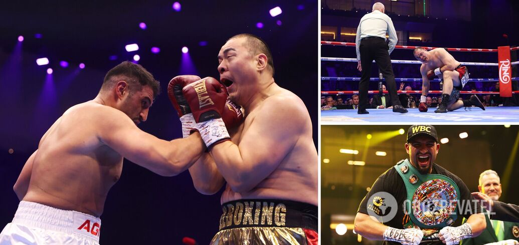 The undefeated super heavyweight rose from a knockdown and knocked out the Chinese giant, becoming a contender for Usyk's belt. Video