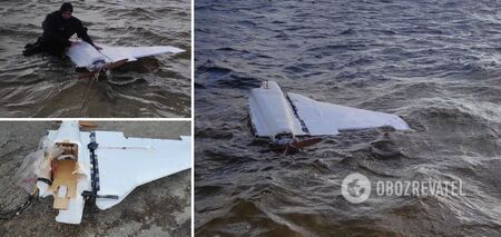 W obwodzie kijowskim saperzy i nurkowie "wyłowili" z Dniepru wrak wrogiego drona. Zdjęcie
