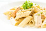 Tasty and hearty pasta with chicken and cream